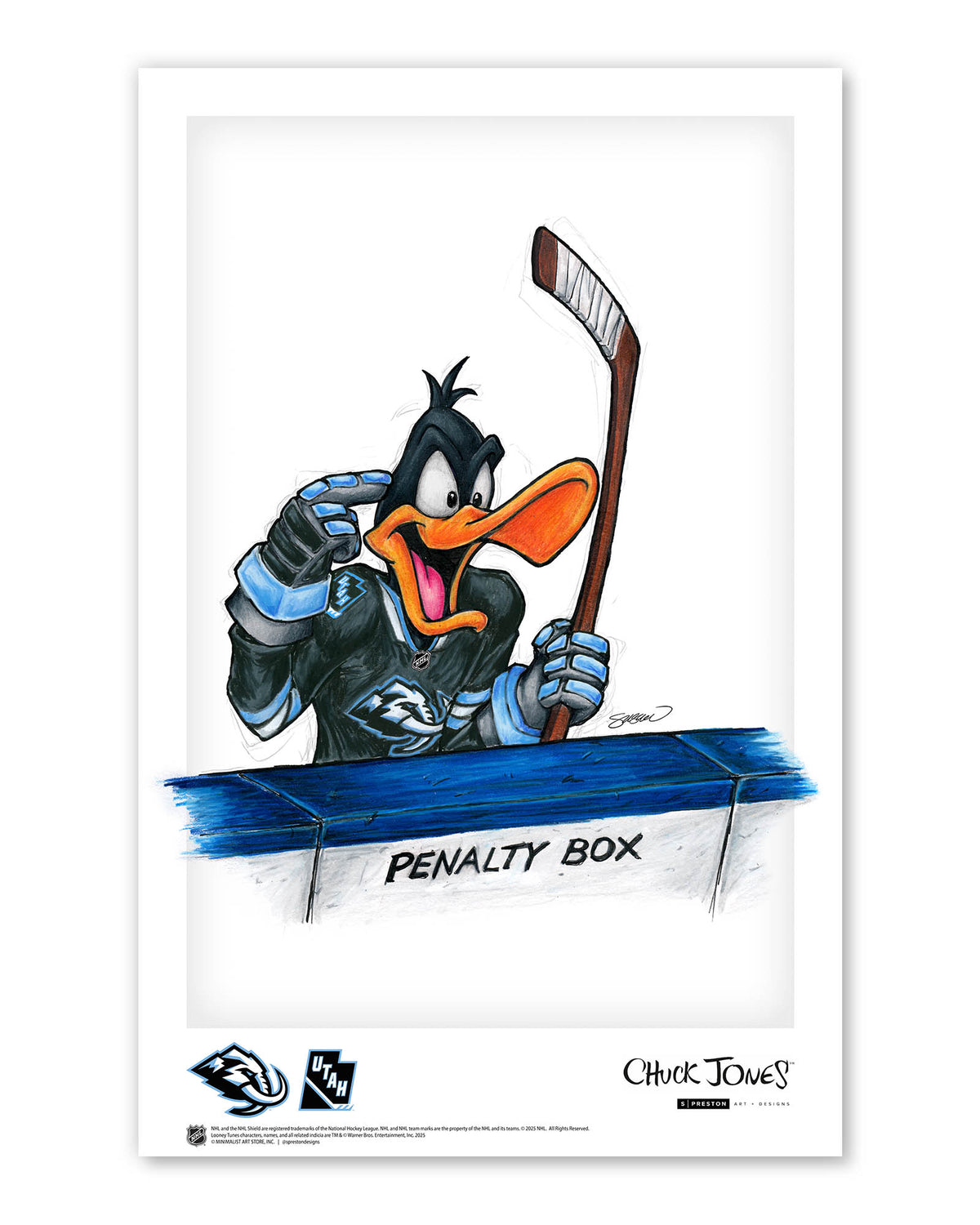 Duck Season Hockey Season x NHL Mammoth Daffy Duck Limited Edition Art Print