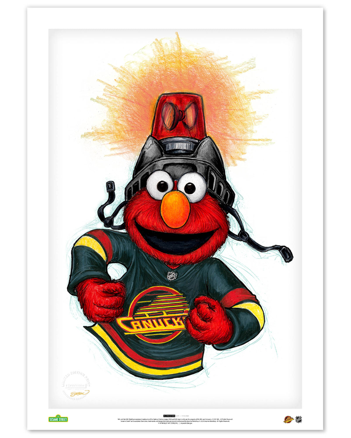 Elmo Loves Goals! x NHL Canucks Limited Edition Art Print