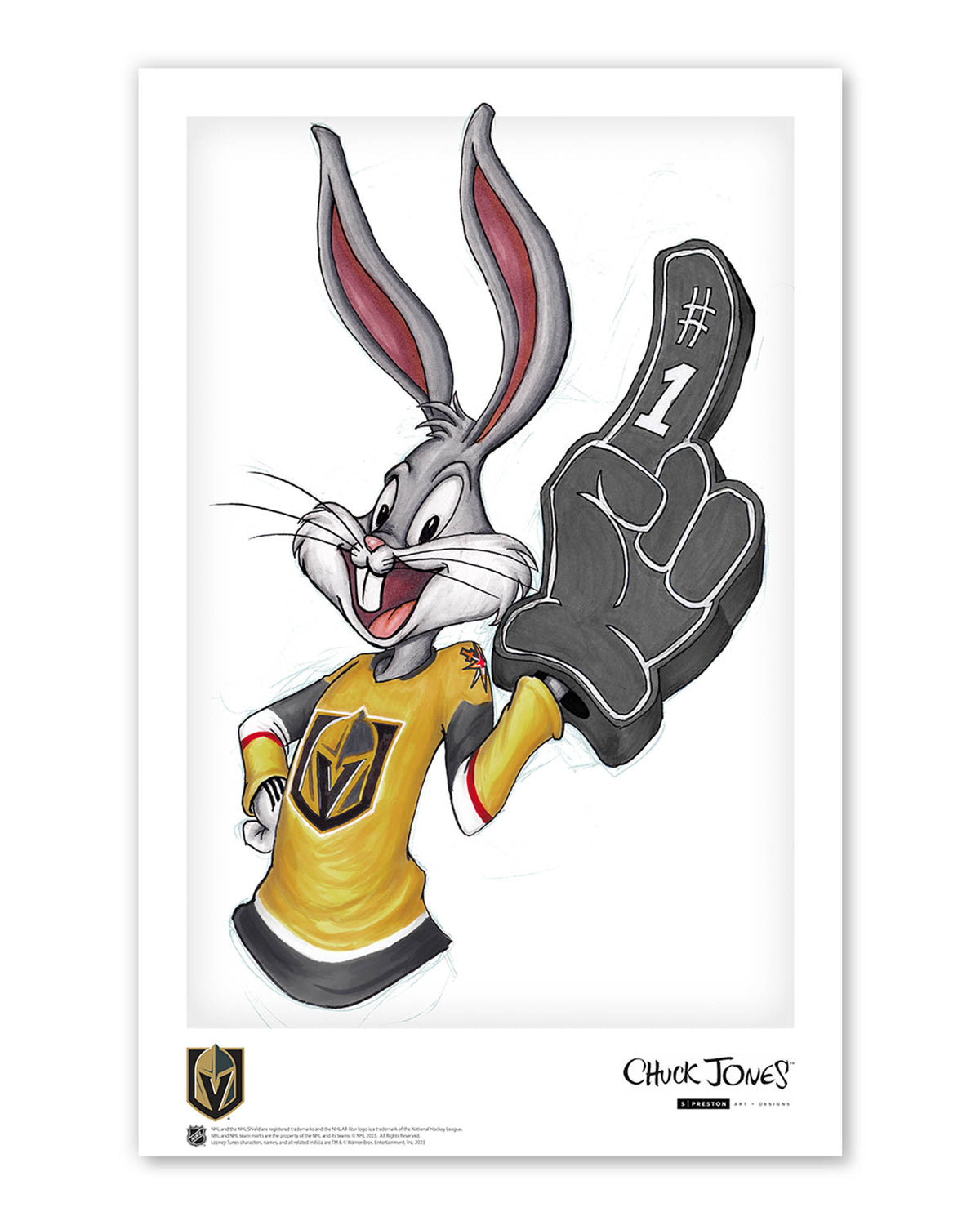 Rabbit Hockey Fan x NHL Golden Knights Bugs Bunny Limited Edition Art Print