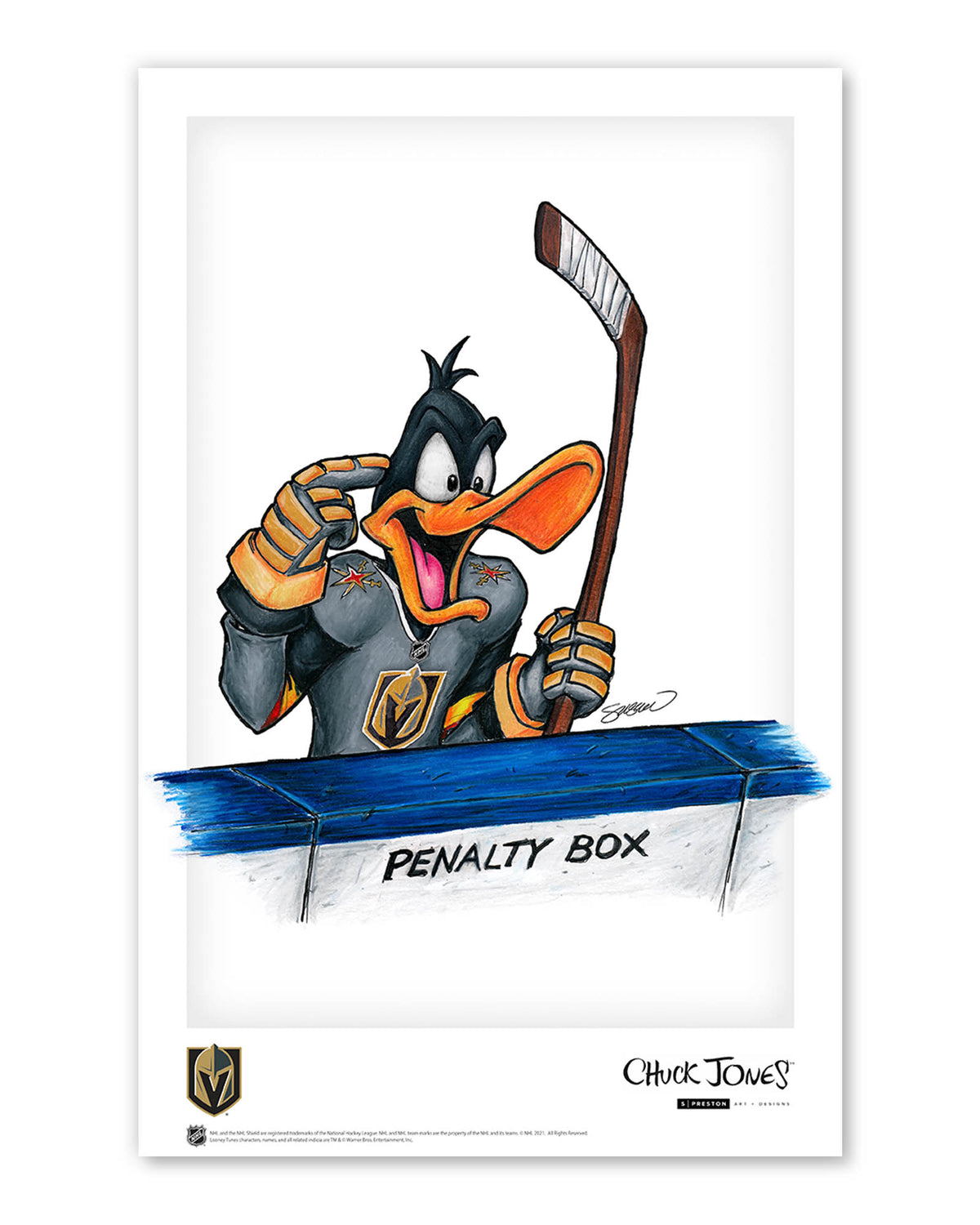 Duck Season Hockey Season x NHL Golden Knights Daffy Duck Limited Edition Art Print