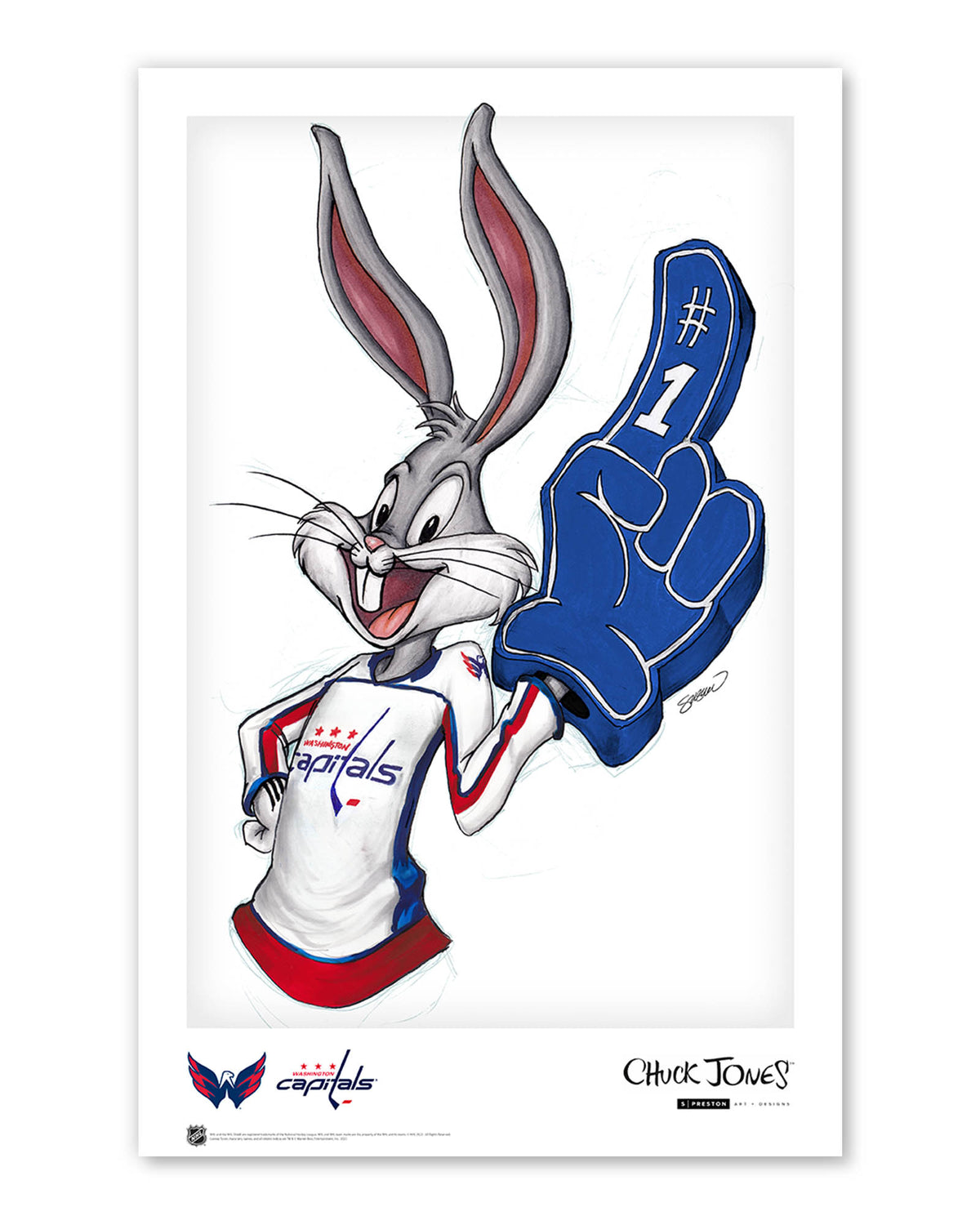 Rabbit Hockey Fan x NHL Capitals Bugs Bunny Limited Edition Art Print