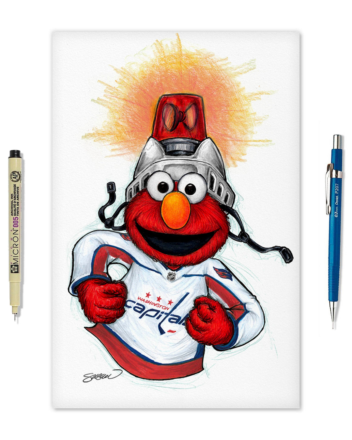 Elmo Loves Goals! x NHL Capitals Limited Edition Art Print