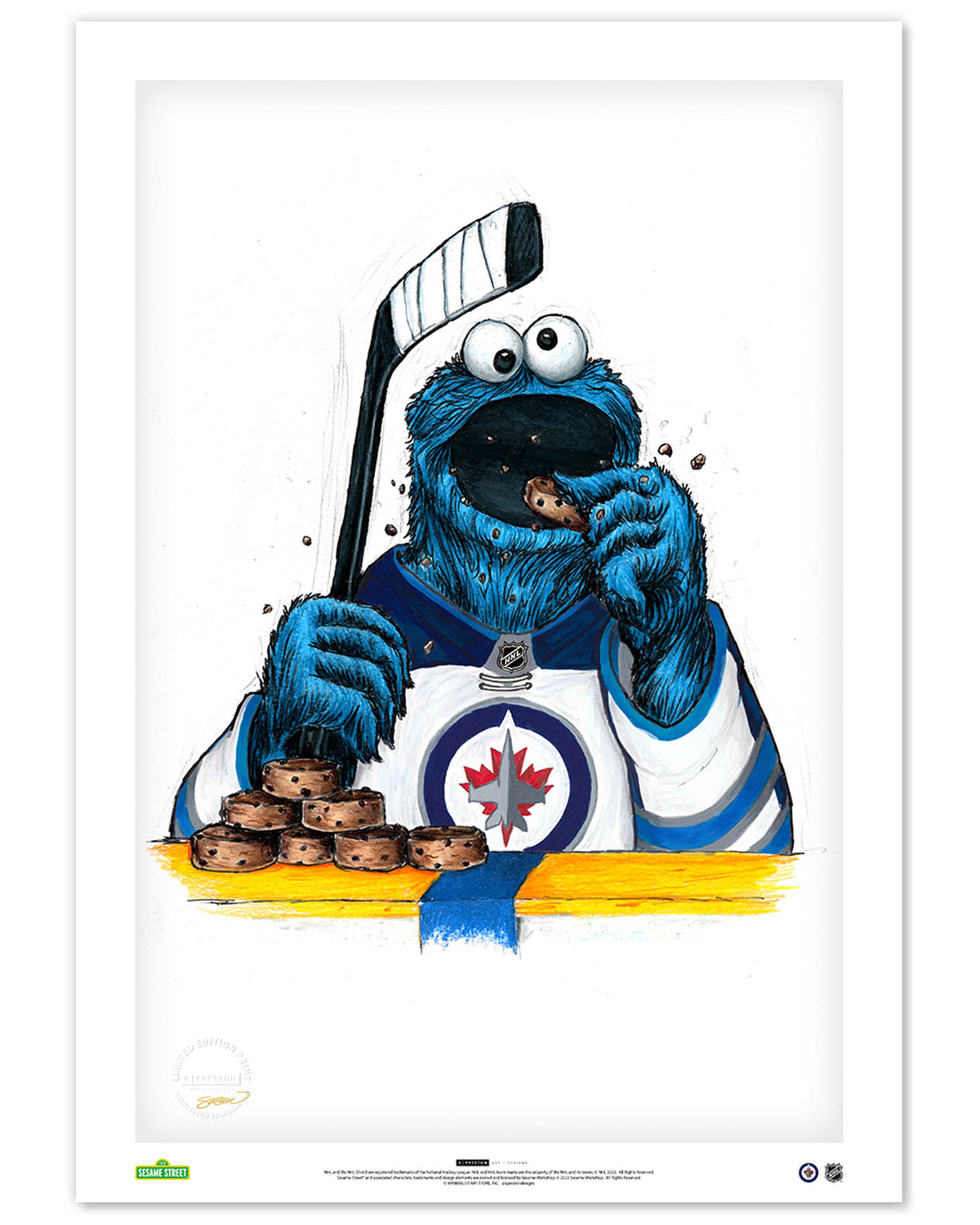 Cookie Monster x NHL Jets Limited Edition Fine Art Print
