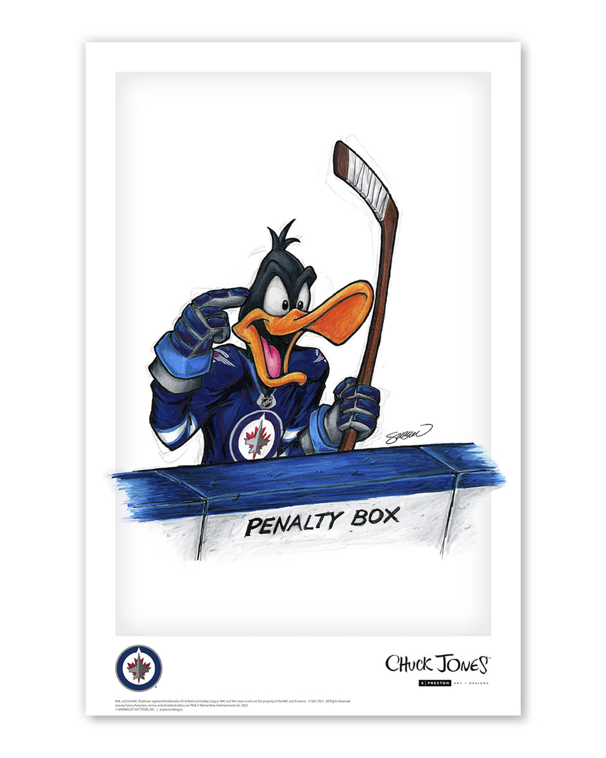 Duck Season Hockey Season x NHL Jets Daffy Duck Limited Edition Art Print