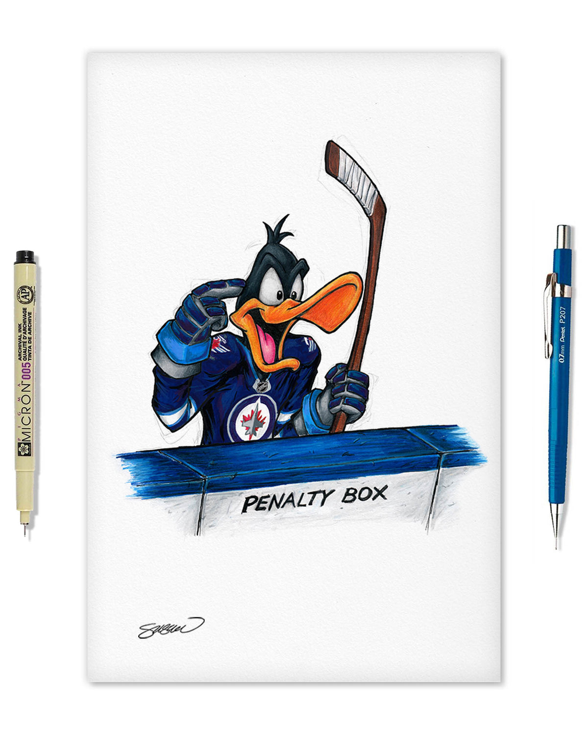 Duck Season Hockey Season x NHL Jets Daffy Duck Limited Edition Fine Art Print