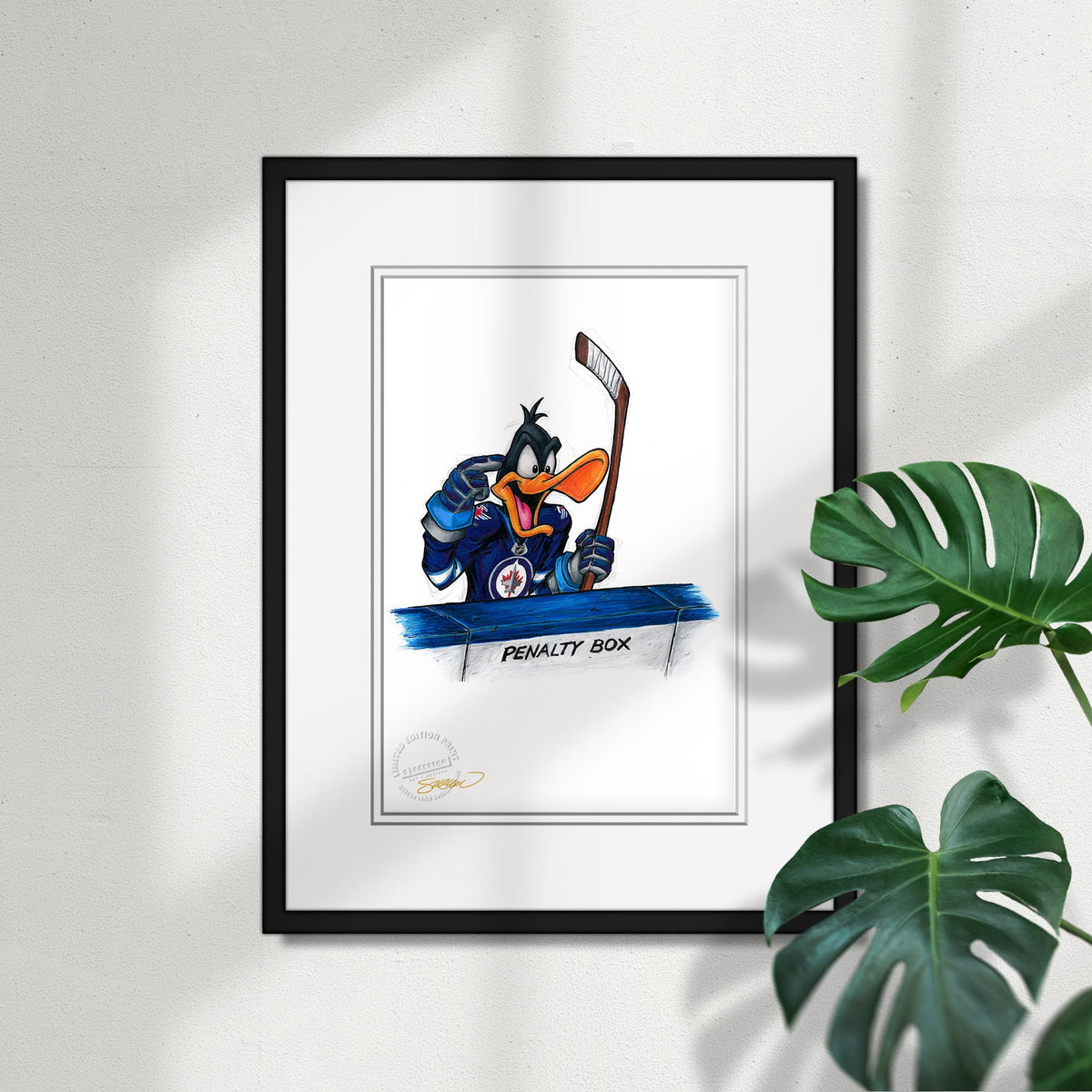 Duck Season Hockey Season x NHL Jets Daffy Duck Limited Edition Fine Art Print