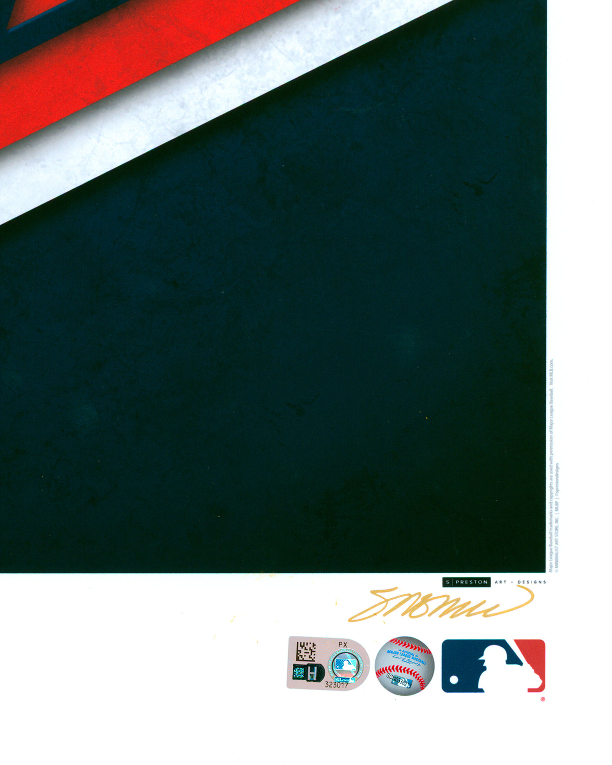 Minimalist Braves Logo - Chipper Jones Autographed - Poster Print - MLB Authenticated