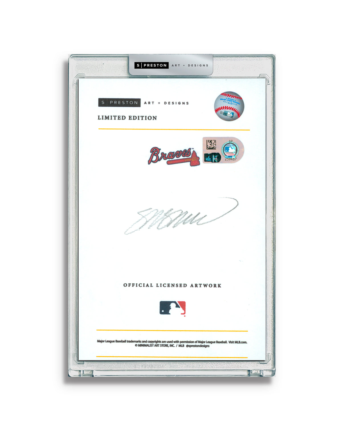 Minimalist Atlanta Braves Logo -Greg Maddux Autograph Slab - Authenticated