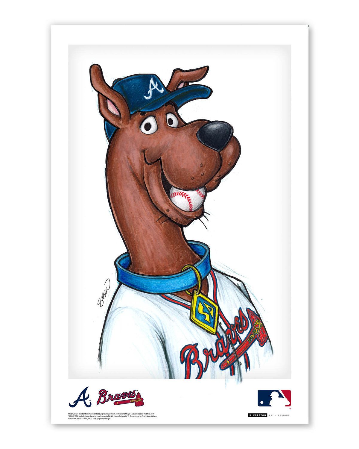 Scooby Doo x MLB Braves Limited Edition Fine Art Print