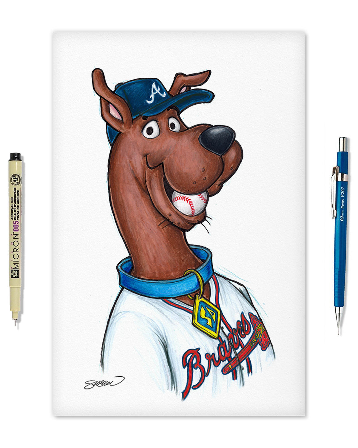 Scooby Doo x MLB Braves Limited Edition Fine Art Print