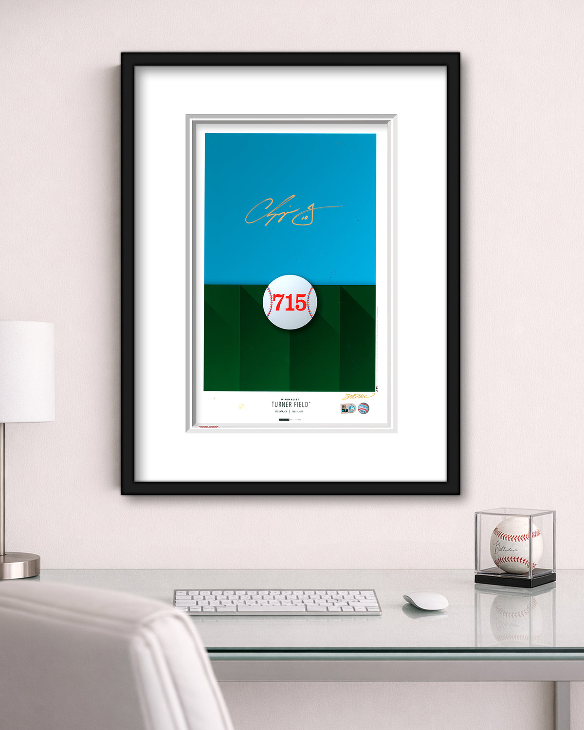 Minimalist Turner Field - Chipper Jones Autographed - Poster Print - MLB Authenticated