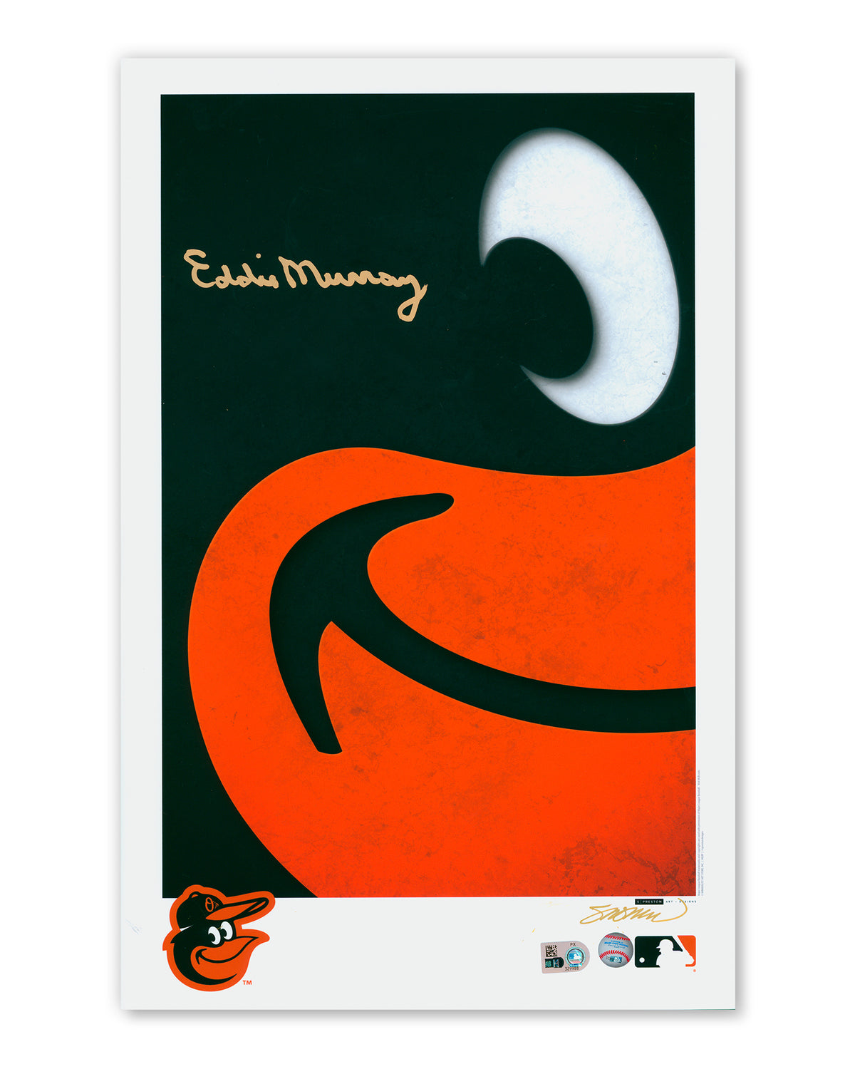 Minimalist Orioles Logo Print - Eddie Murray. Autographed - Authenticated