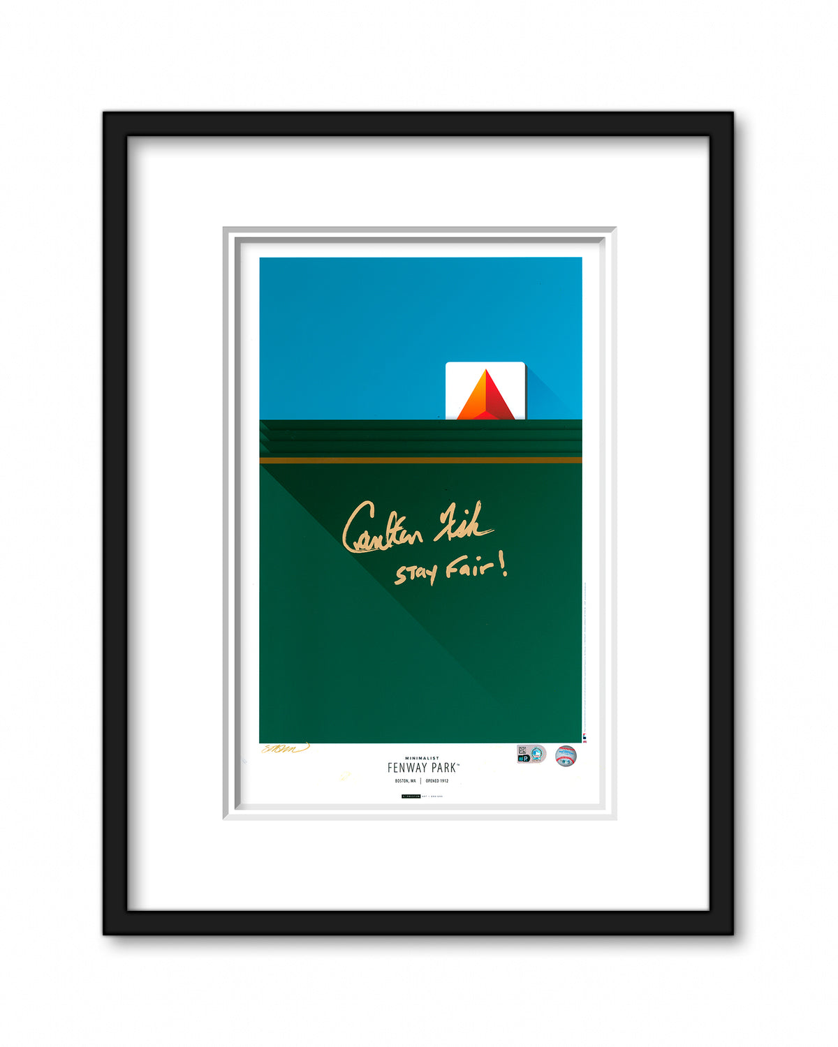 Minimalist Fenway Park - Carlton Fisk Autographed - Poster Print - Authenticated