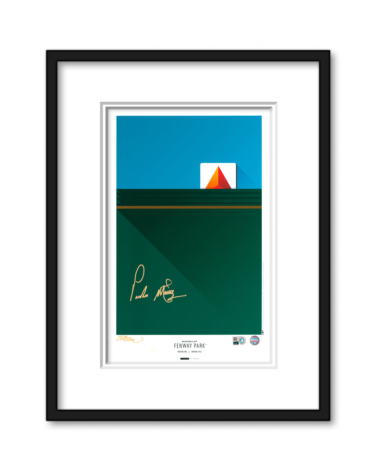 Minimalist Fenway Park - Pedro Martinez Autographed - Poster Print - Authenticated
