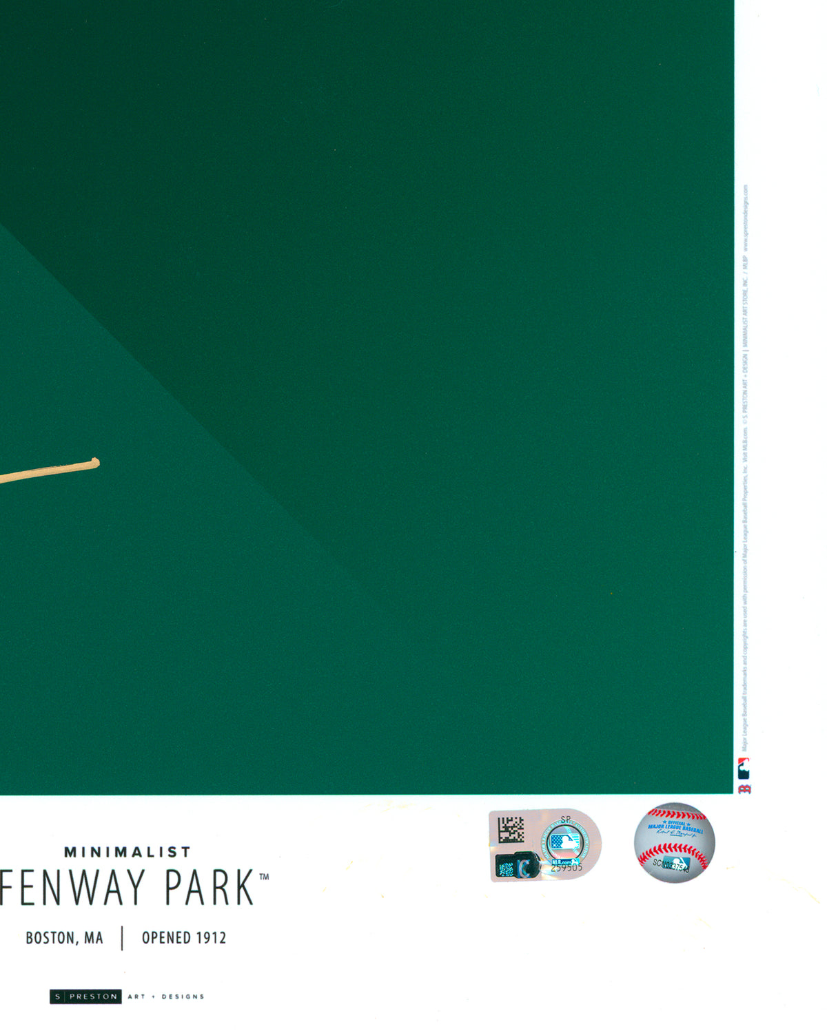 Minimalist Fenway Park - Pedro Martinez Autographed - Poster Print - Authenticated