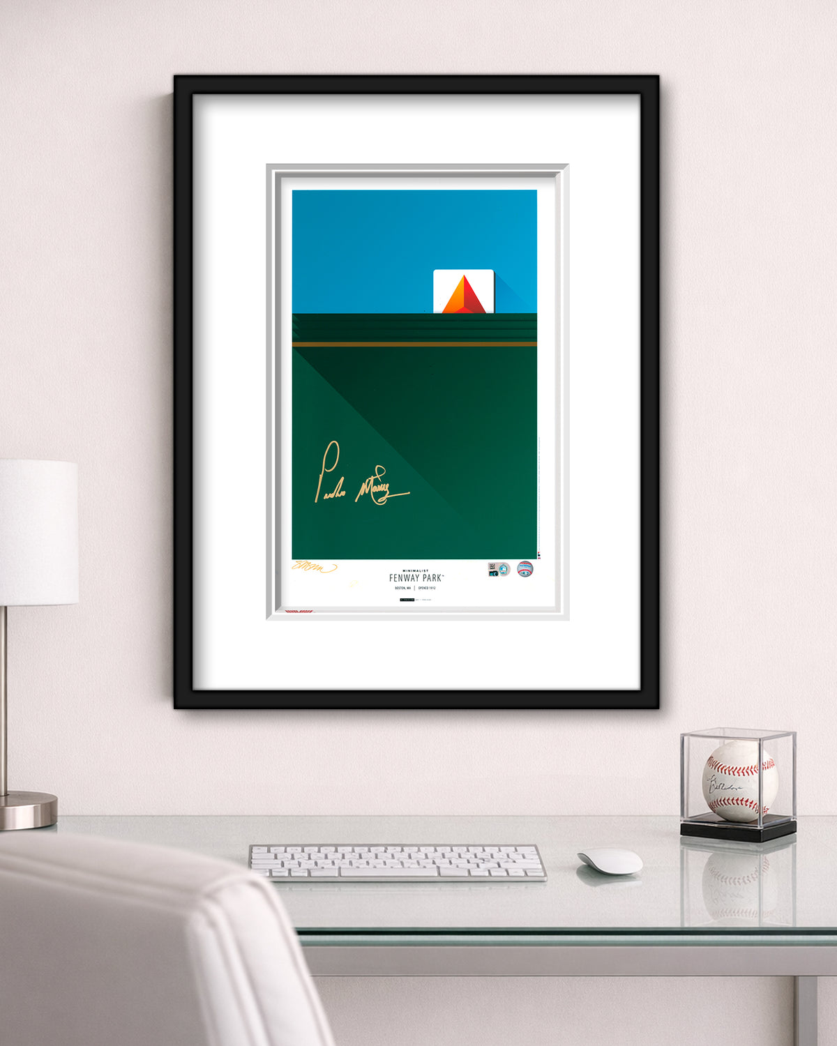 Minimalist Fenway Park - Pedro Martinez Autographed - Poster Print - Authenticated