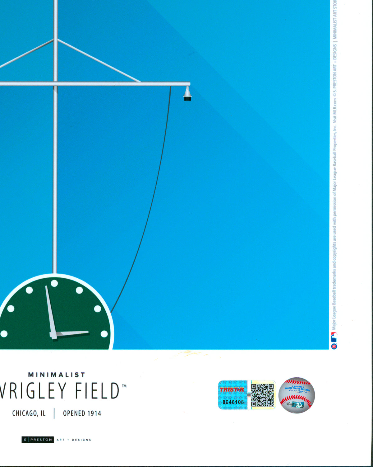 Minimalist Wrigley Field Print - Carlos Zambrano Autographed - Authenticated