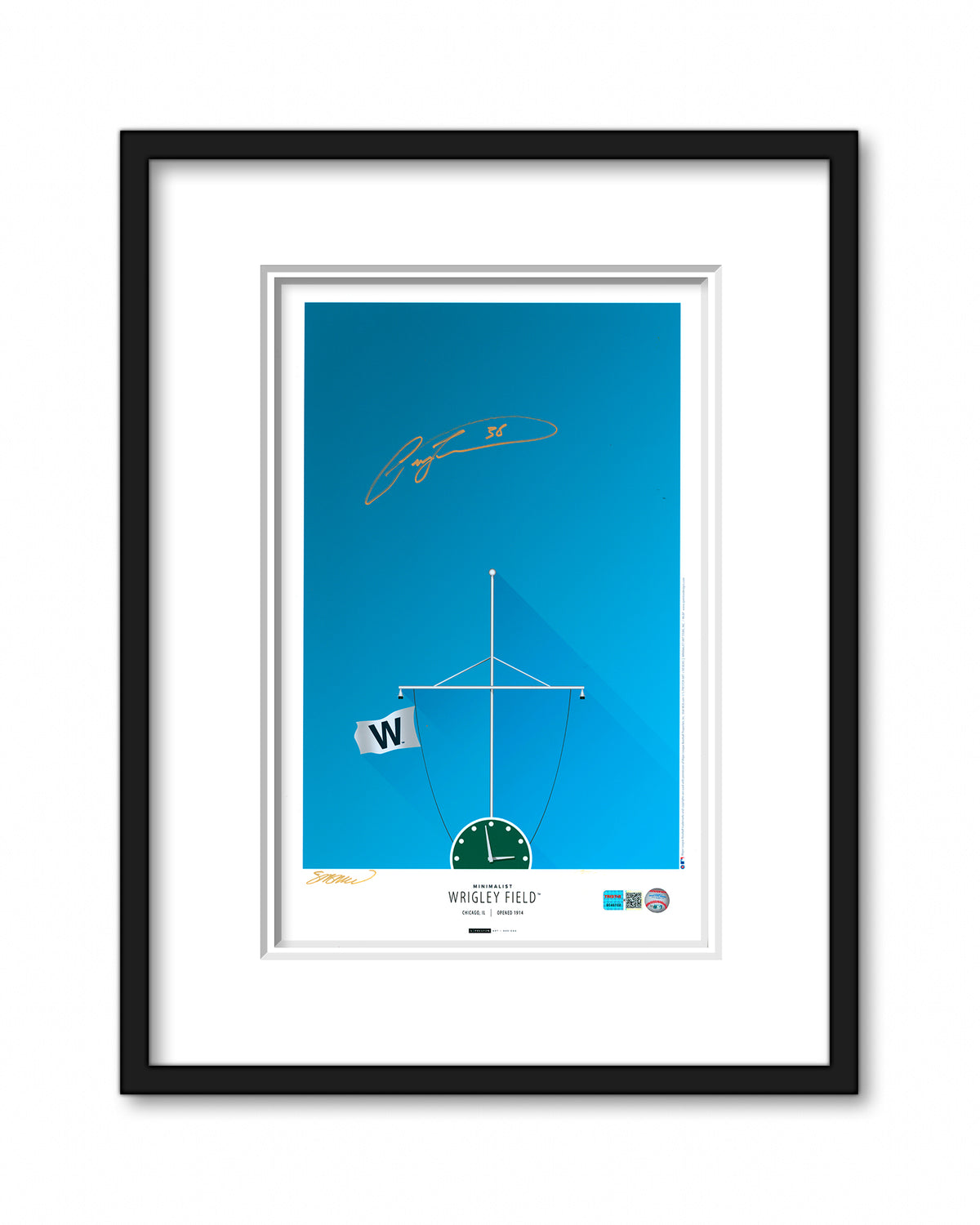 Minimalist Wrigley Field Print - Carlos Zambrano Autographed - Authenticated