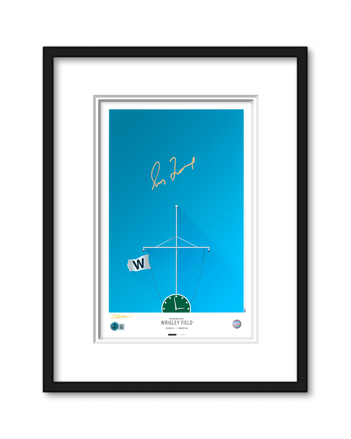 Minimalist Wrigley Field Print - Greg Maddux Autographed - Authenticated
