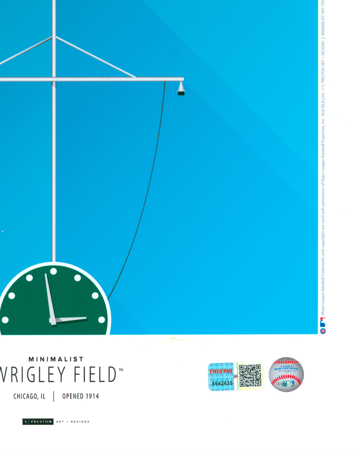 Minimalist Wrigley Field Print - Sammy Sosa Autographed - Authenticated