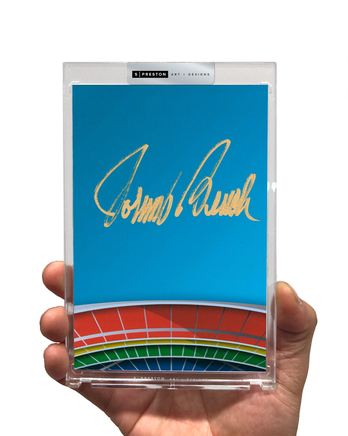 Minimalist Riverfront Stadium - Johnny Bench Autograph - Authenticated
