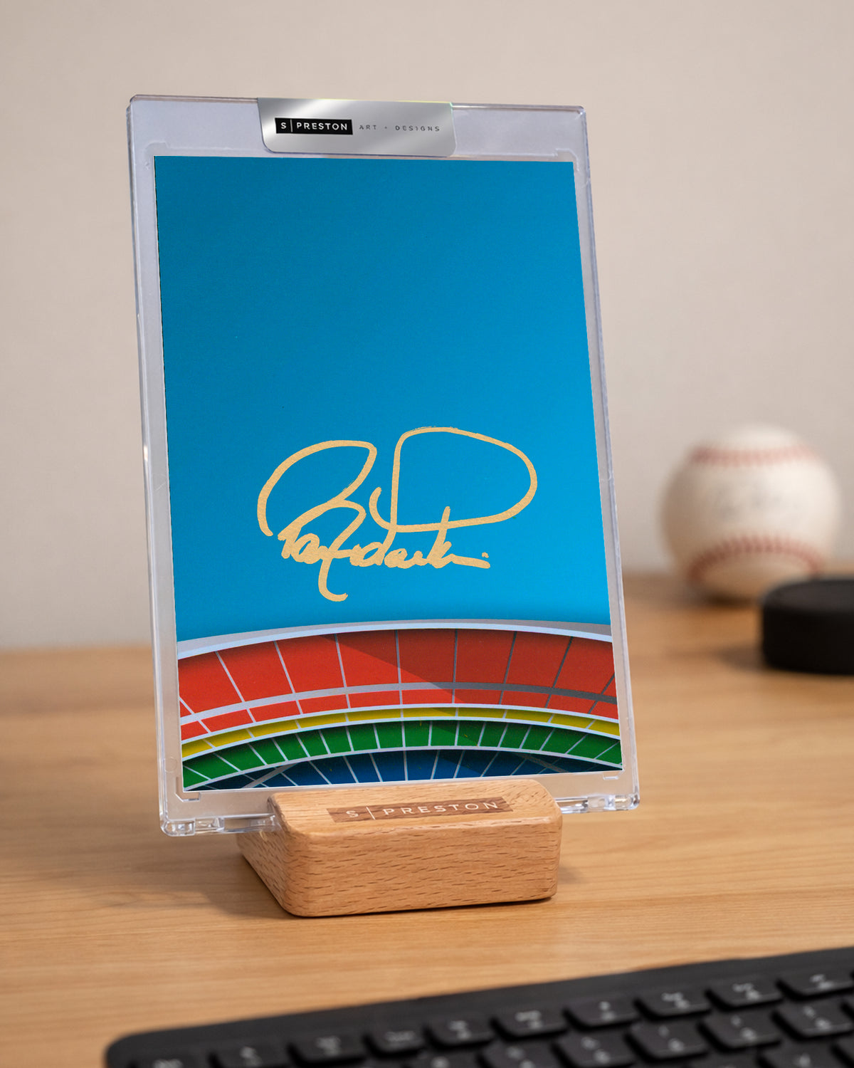 Minimalist Riverfront Stadium -Barry Larkin Autograph Slab - Authenticated