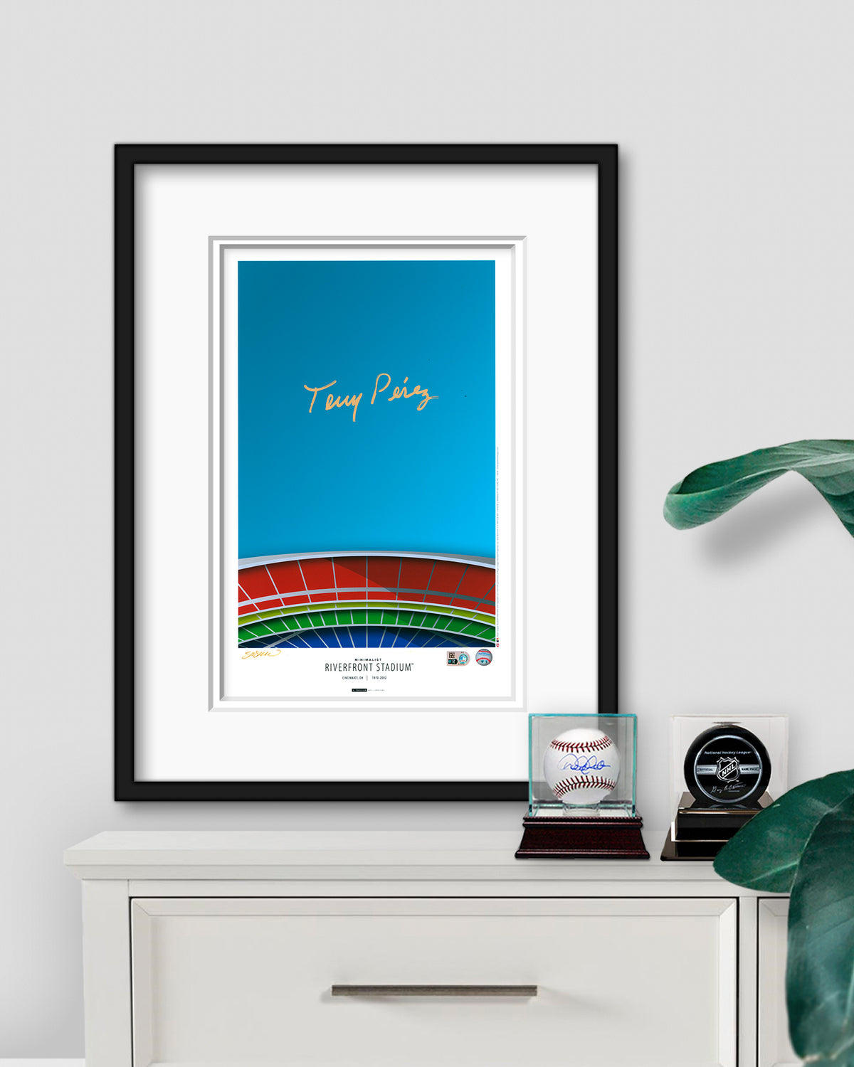 Minimalist Riverfront Stadium - Tony Perez Autographed - Authenticated