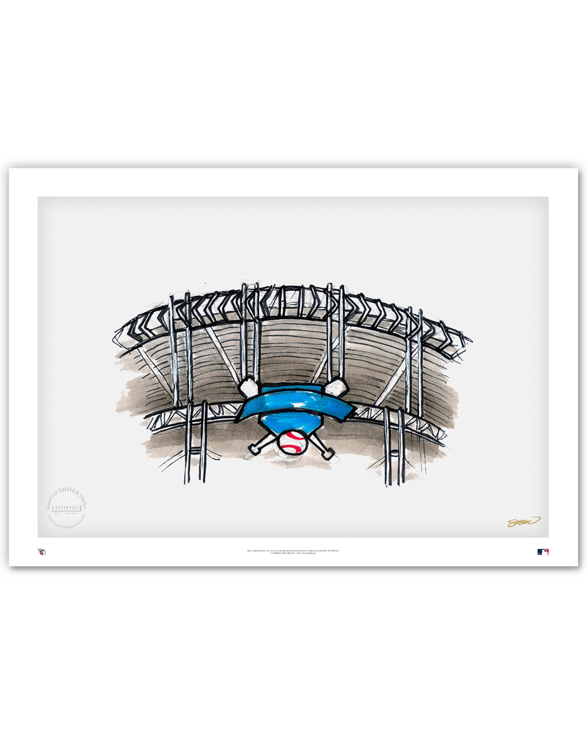 Progressive Field Ink Sketch Limited Edition Fine Art Print