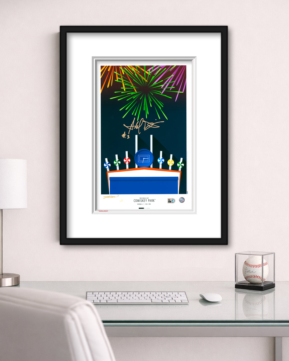 Minimalist Comiskey Park - Harold Baines Autographed Poster Print