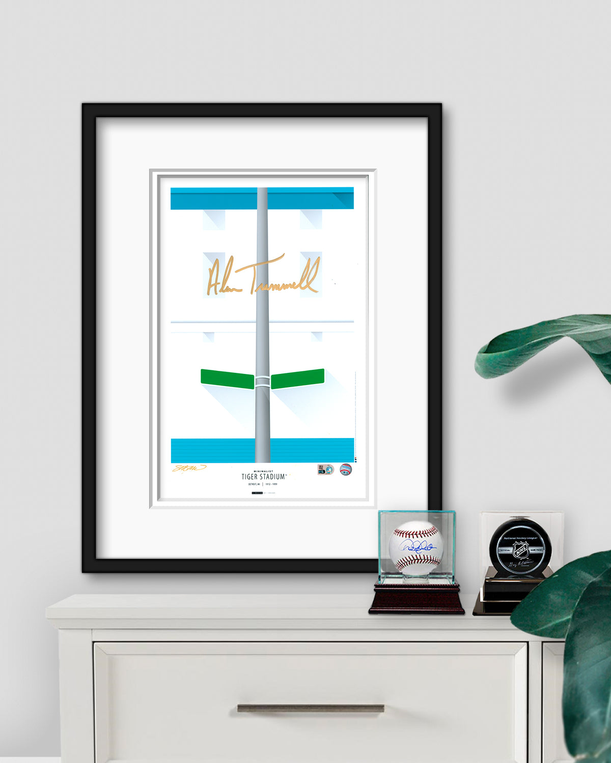 Minimalist Tiger Stadium Print - Alan Trammell Autographed - Authenticated
