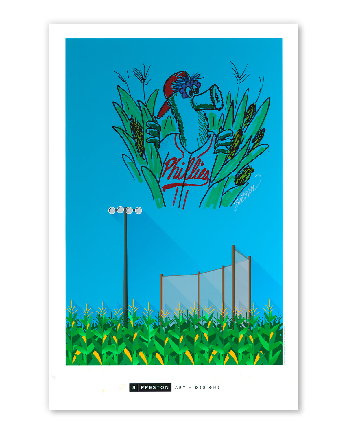 Minimalist Field Of Dreams Art Print - Phillie Phanatic Remarque