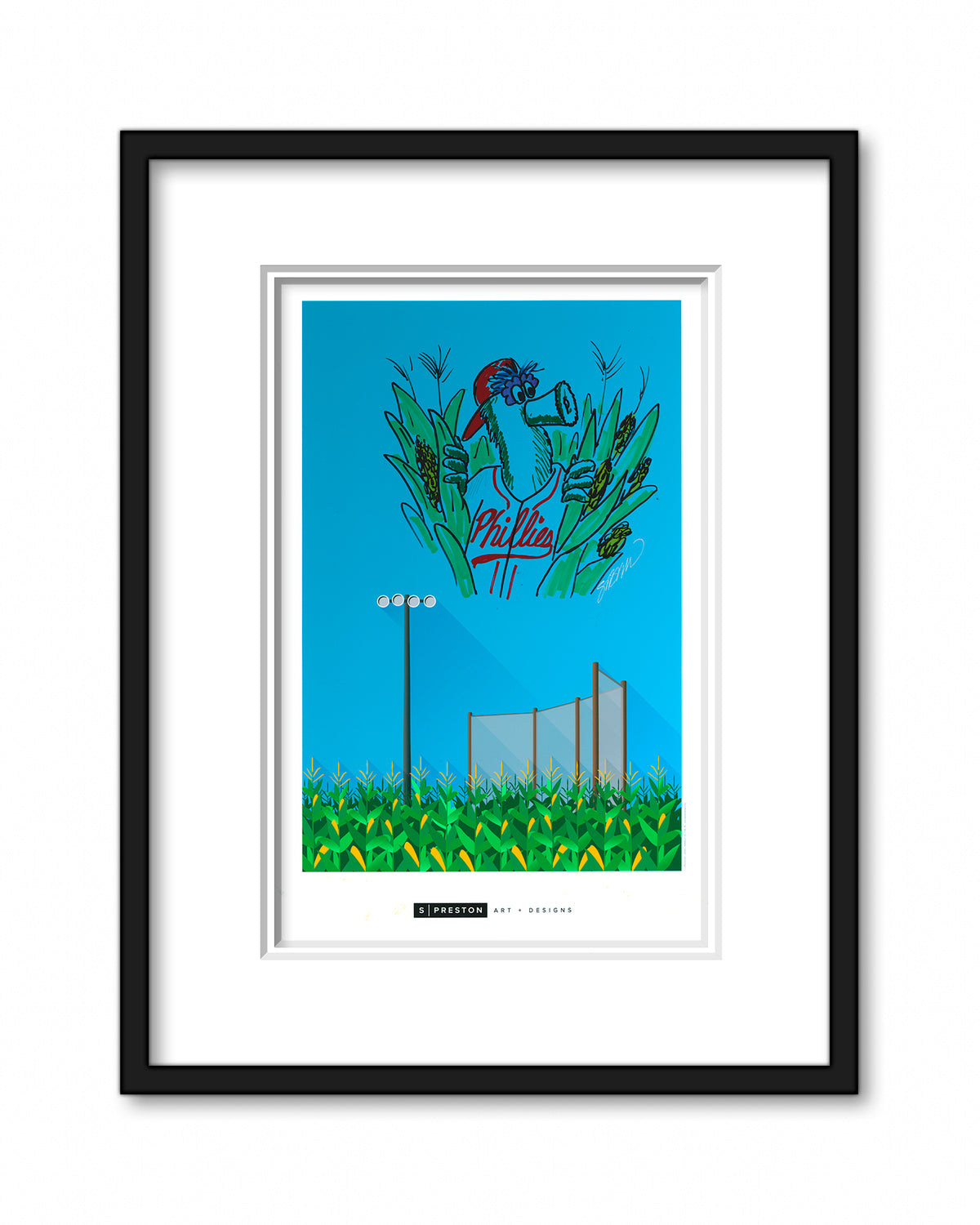 Minimalist Field Of Dreams Art Print - Phillie Phanatic Remarque