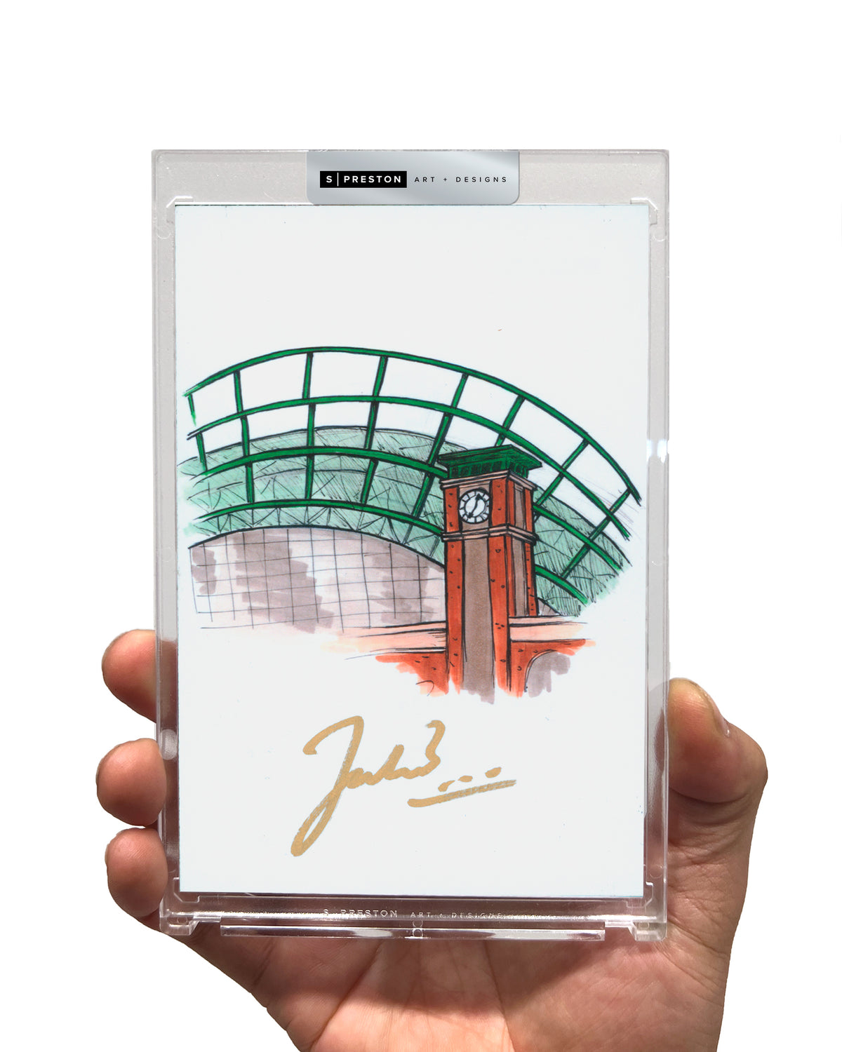 American Family Field Ink Sketch - Jacob Misiorowski Autograph Art Slab - Authenticated
