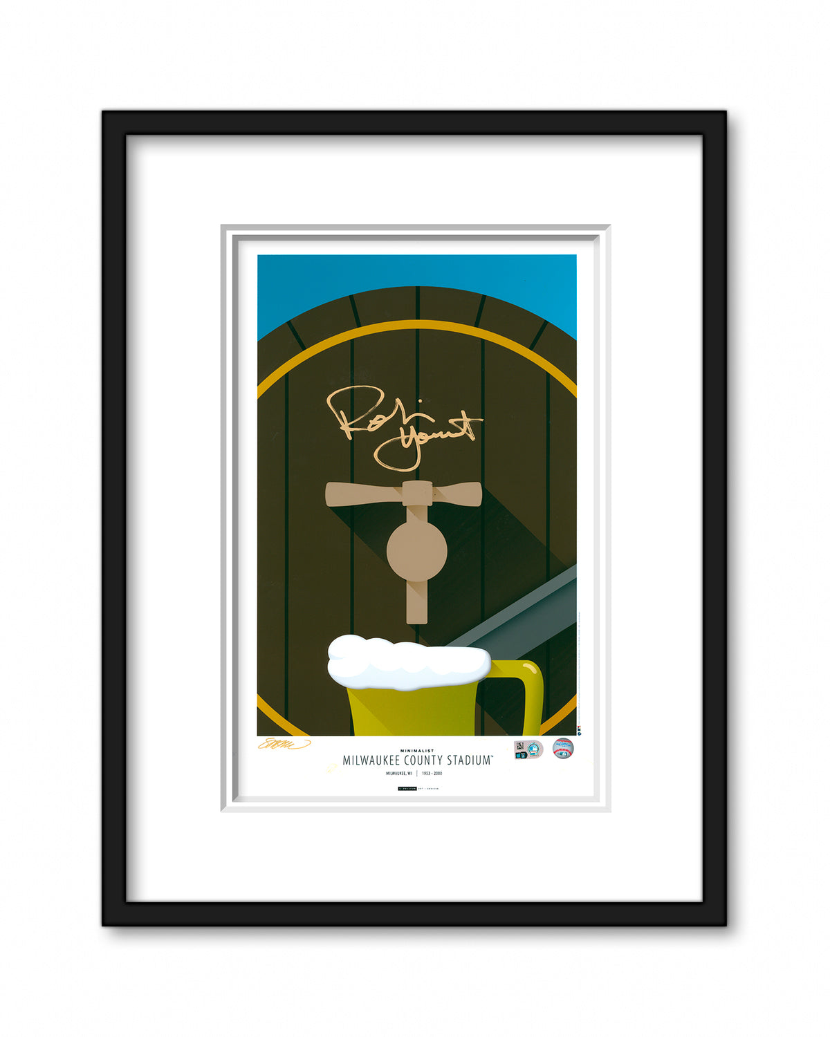 Minimalist Milwaukee County Stadium - Robin Yount Autographed - Poster Print - Authenticated