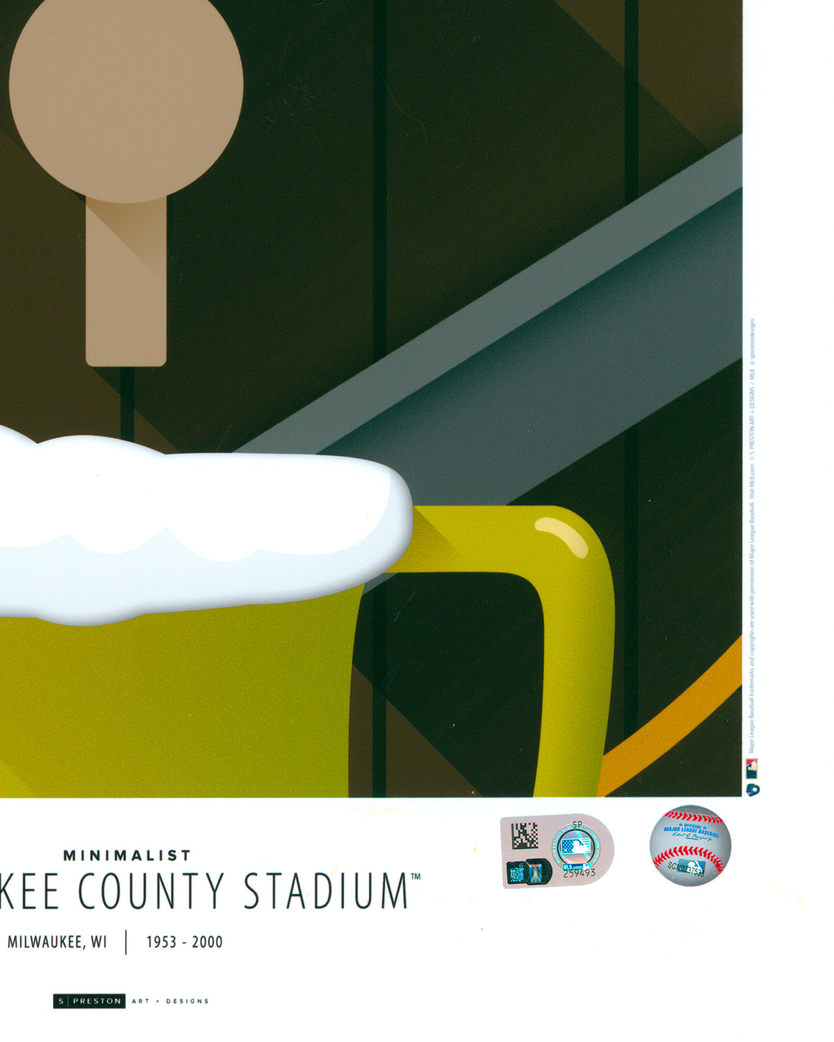 Minimalist Milwaukee County Stadium - Robin Yount Autographed - Poster Print - Authenticated