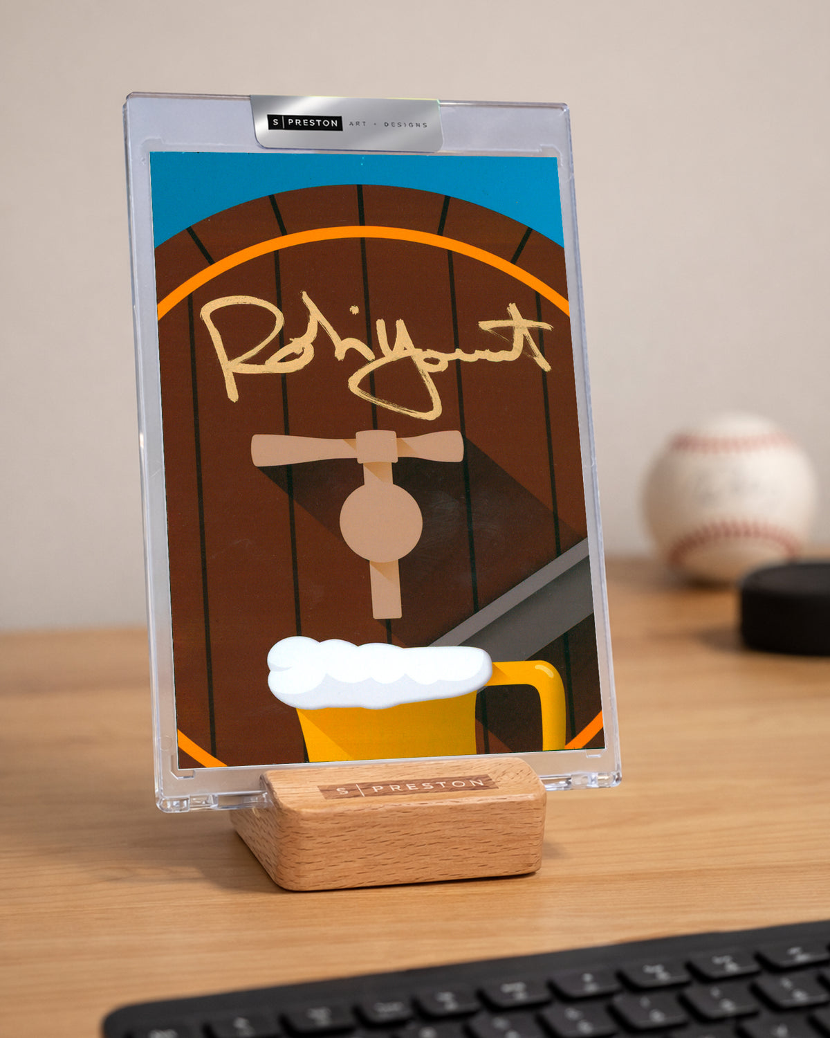 Minimalist Milwaukee County Stadium - Robin Yount Autograph - Authenticated