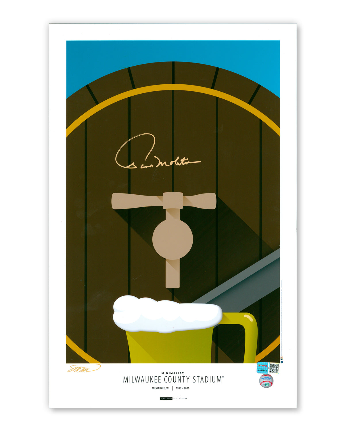 Minimalist Milwaukee County Stadium - Paul Molitor Autographed - Poster Print - Authenticated (Copy)