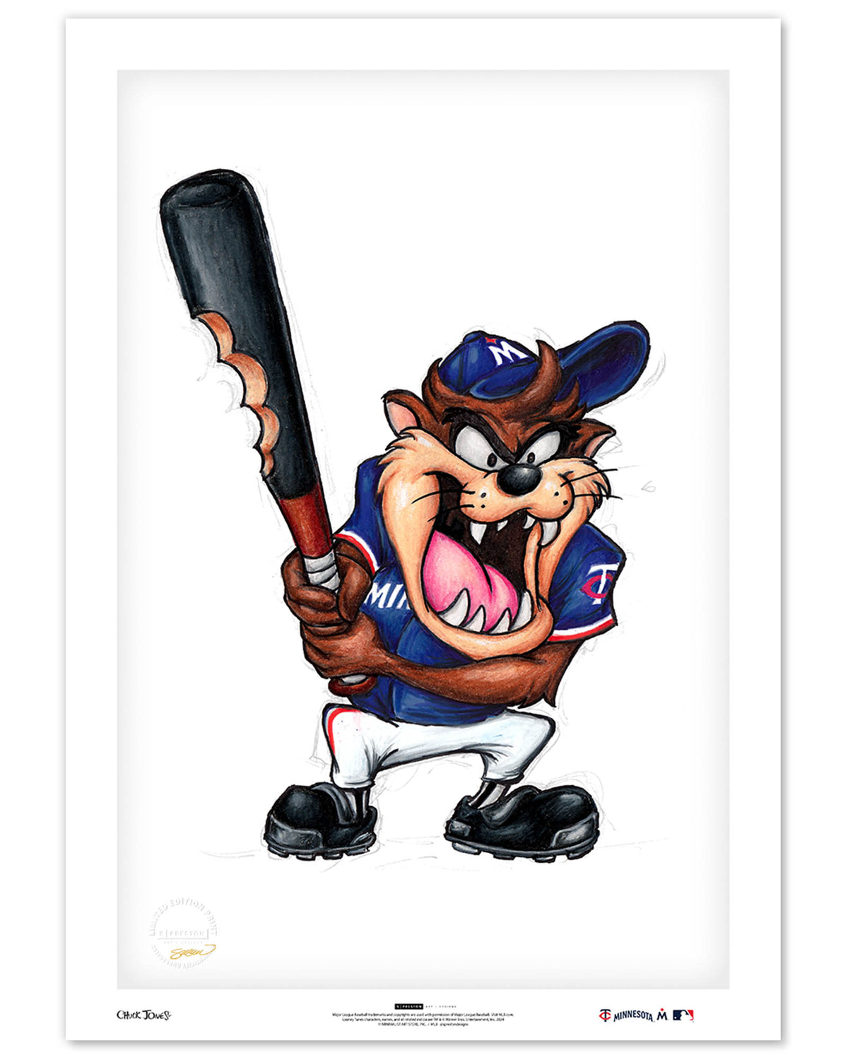 Taz On Deck x MLB Twins Limited Edition Fine Art Print