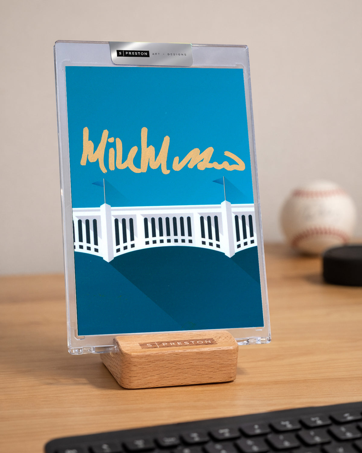 Minimalist Yankee Stadium -Mike Mussina Autograph Slab - Authenticated