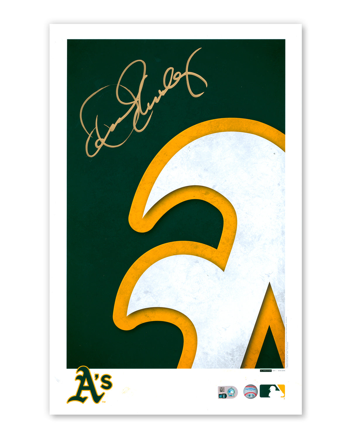 Minimalist Oakland Athletics Logo Print - Dennis Eckersley Autographed - Authenticated