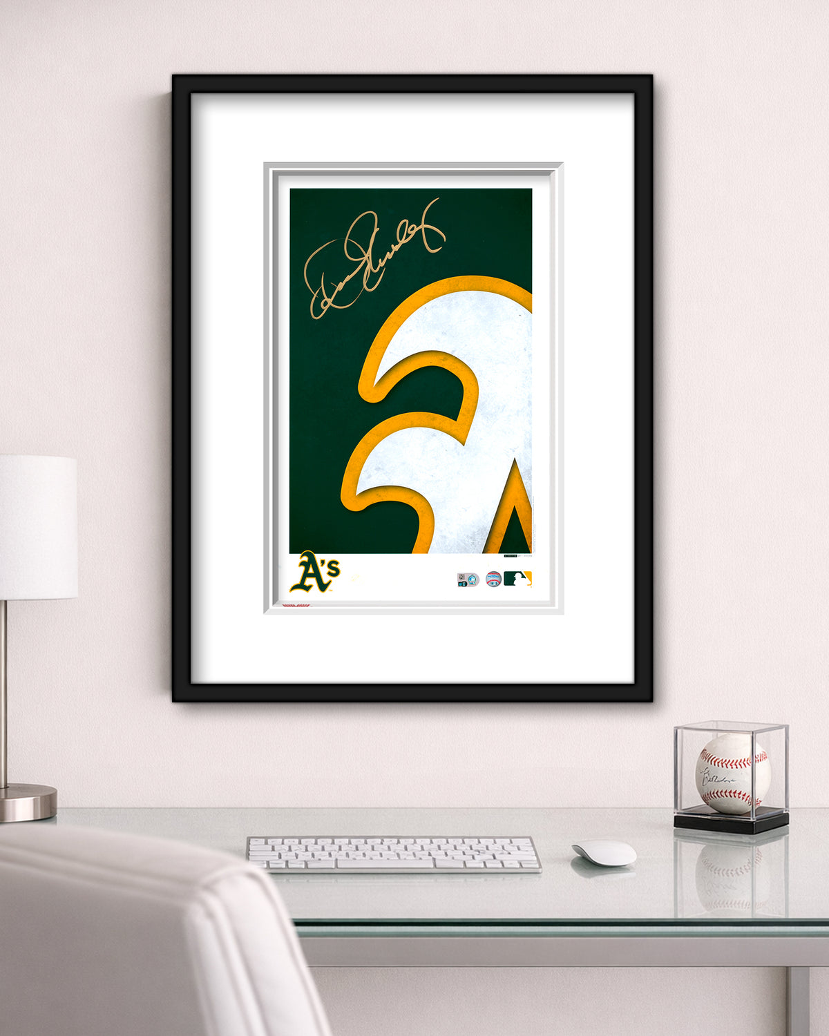 Minimalist Oakland Athletics Logo Print - Dennis Eckersley Autographed - Authenticated