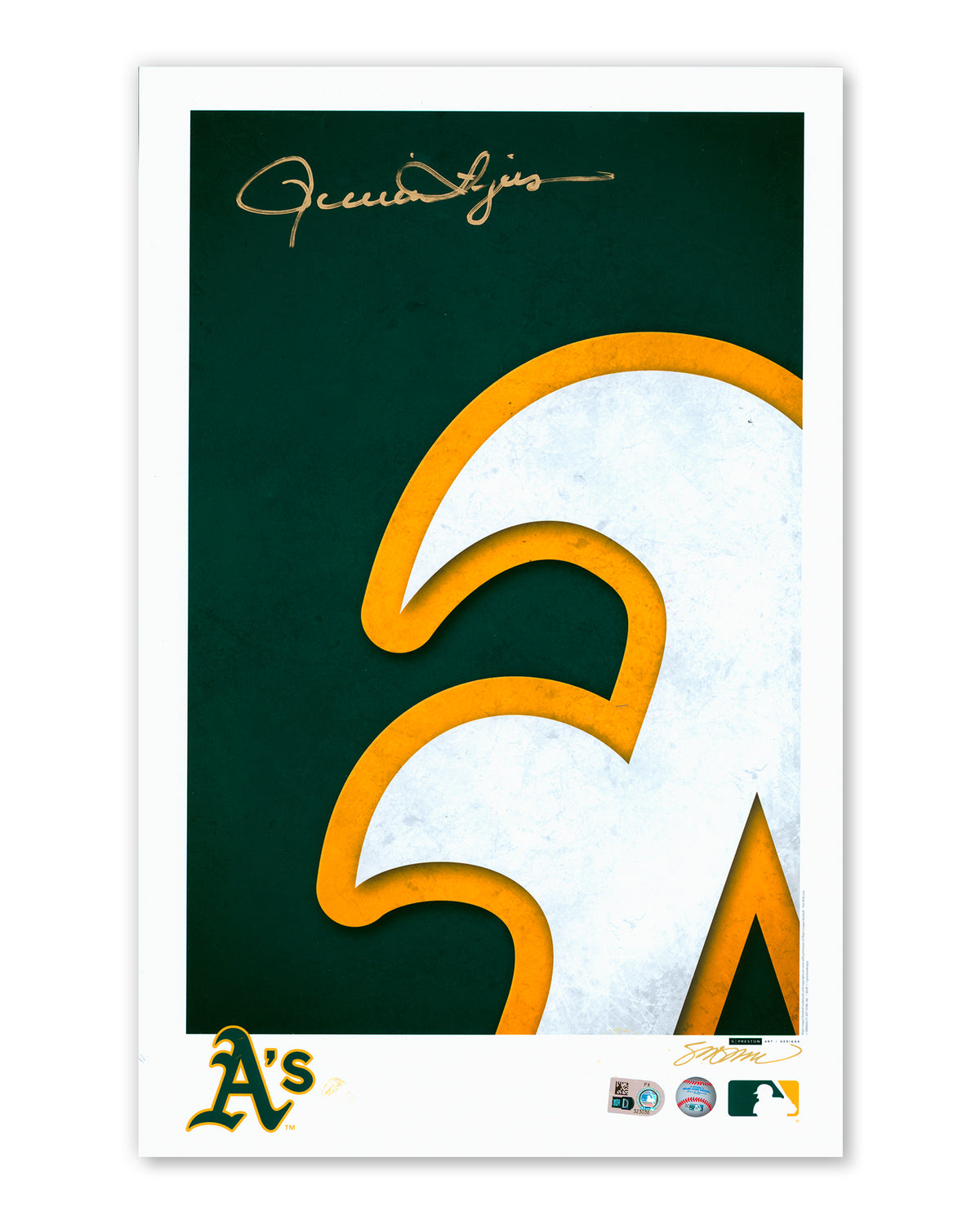 Minimalist Oakland Athletics Logo - Rollie Fingers Autographed - Poster Print - MLB Authenticated