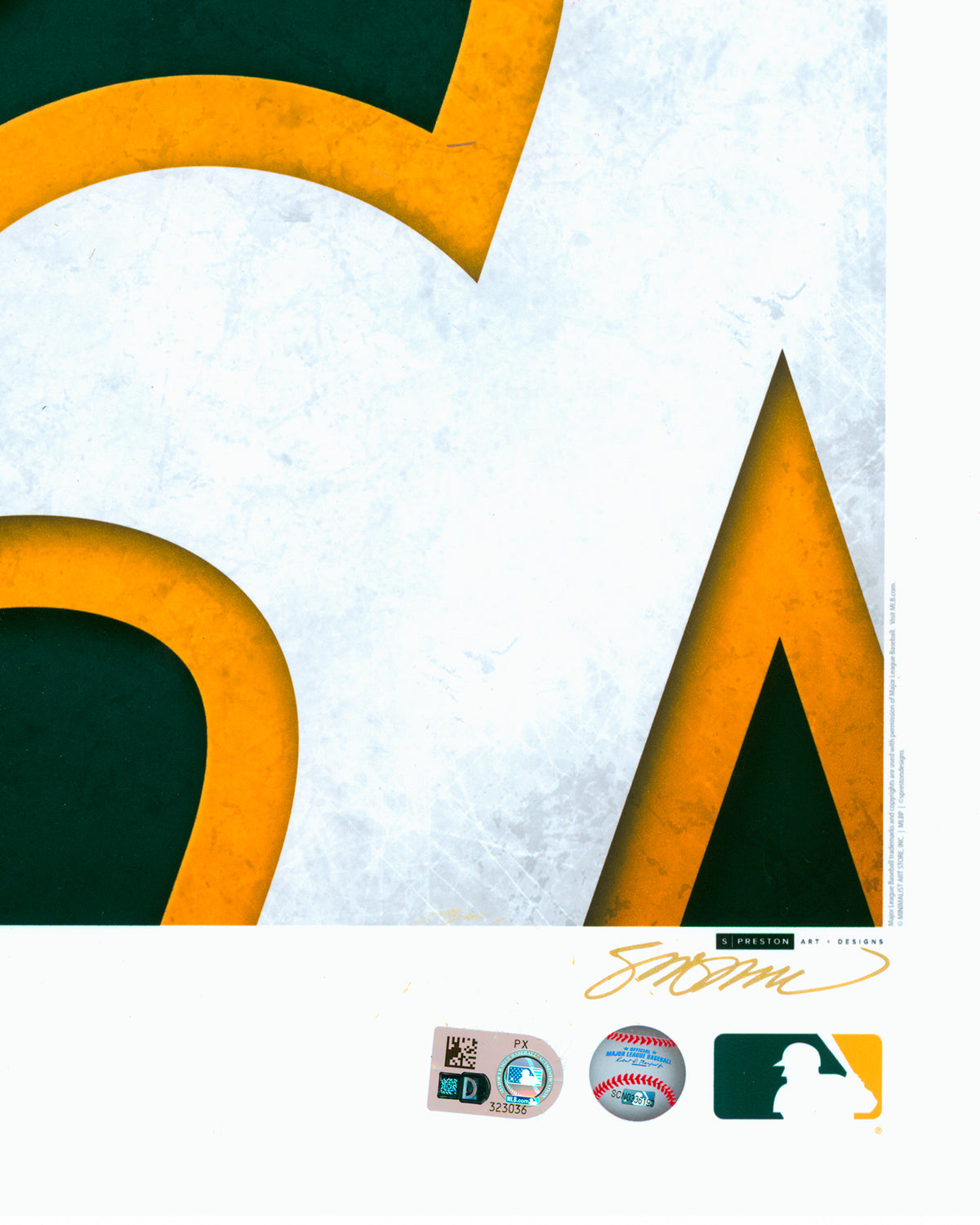 Minimalist Oakland Athletics Logo - Rollie Fingers Autographed - Poster Print - MLB Authenticated
