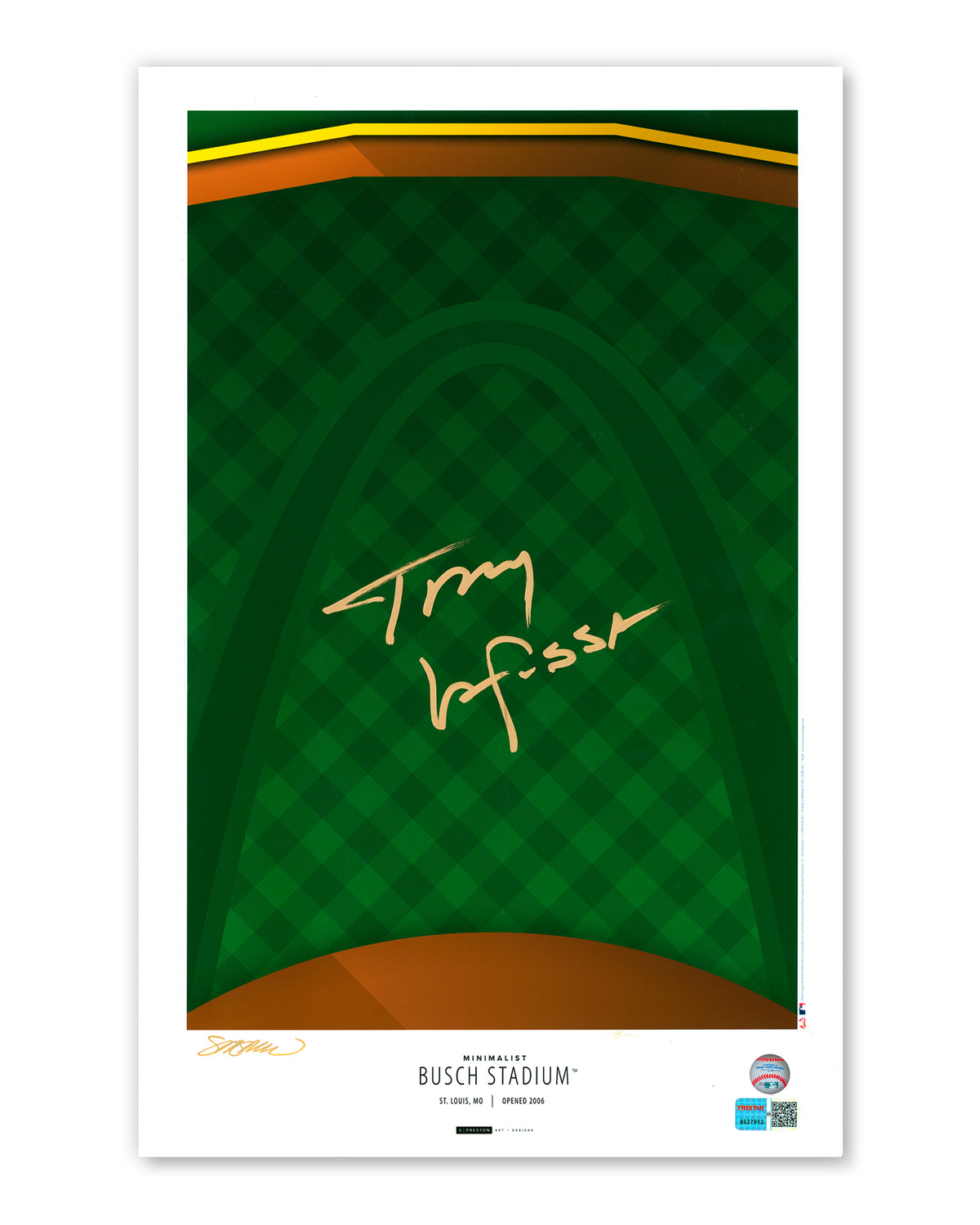 Minimalist Busch Stadium - Tony LaRussa Autographed - Poster Print - Authenticated