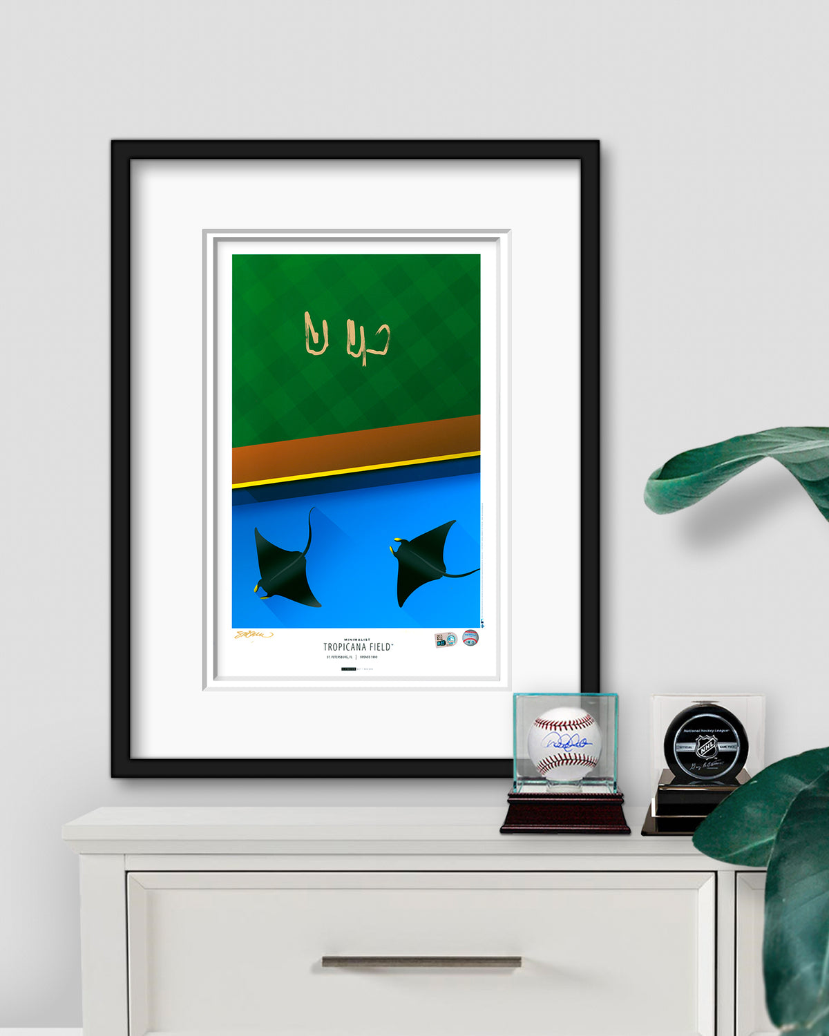 Minimalist Tropicana Field - Carl Crawford Autographed - Authenticated