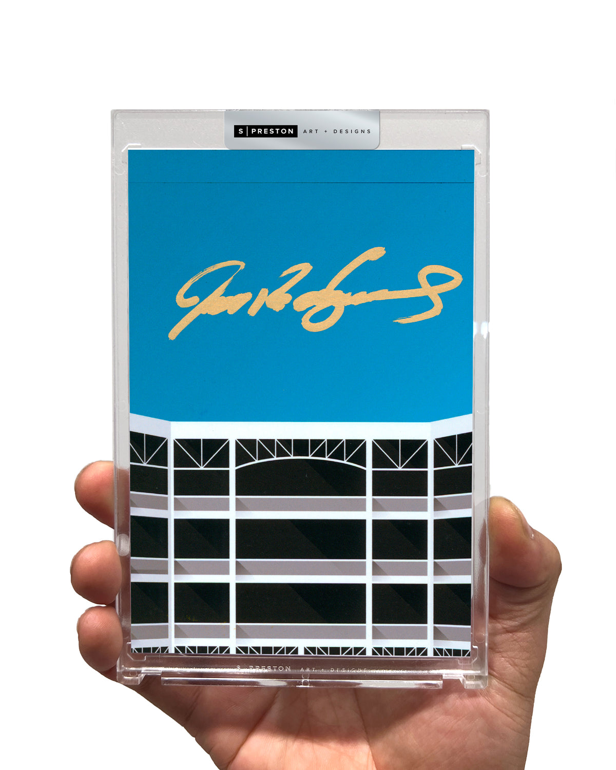 Minimalist The Ballpark In Arlington - Ivan "Pudge" Rodriguez Autograph Slab - Authenticated