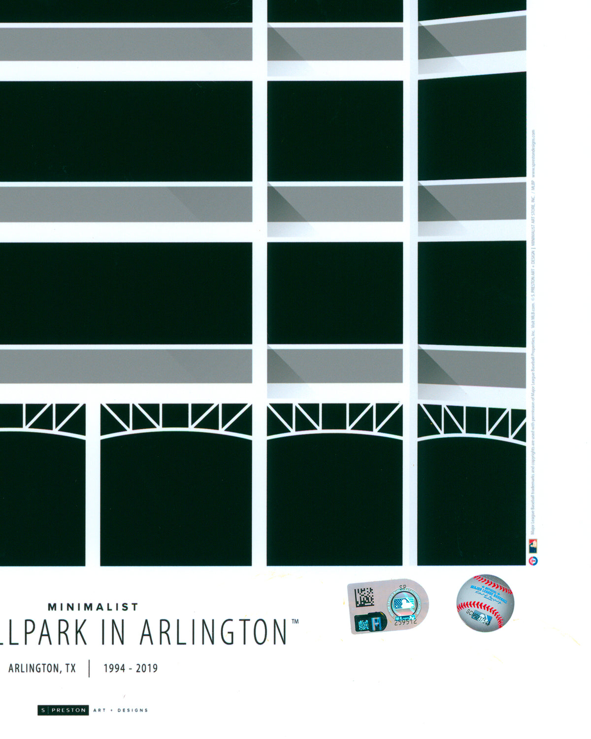 Minimalist Ballpark in Arlington - Ivan Rodriquez Autographed - Poster Print - Authenticated