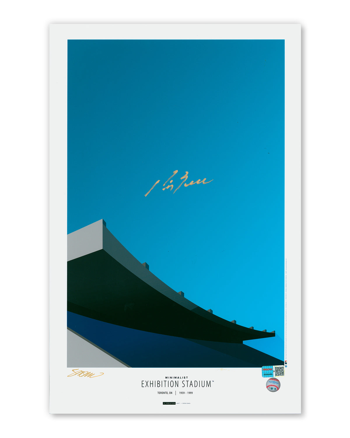 Minimalist Exhibition Stadium - George Bell Autographed - Poster Print - Authenticated
