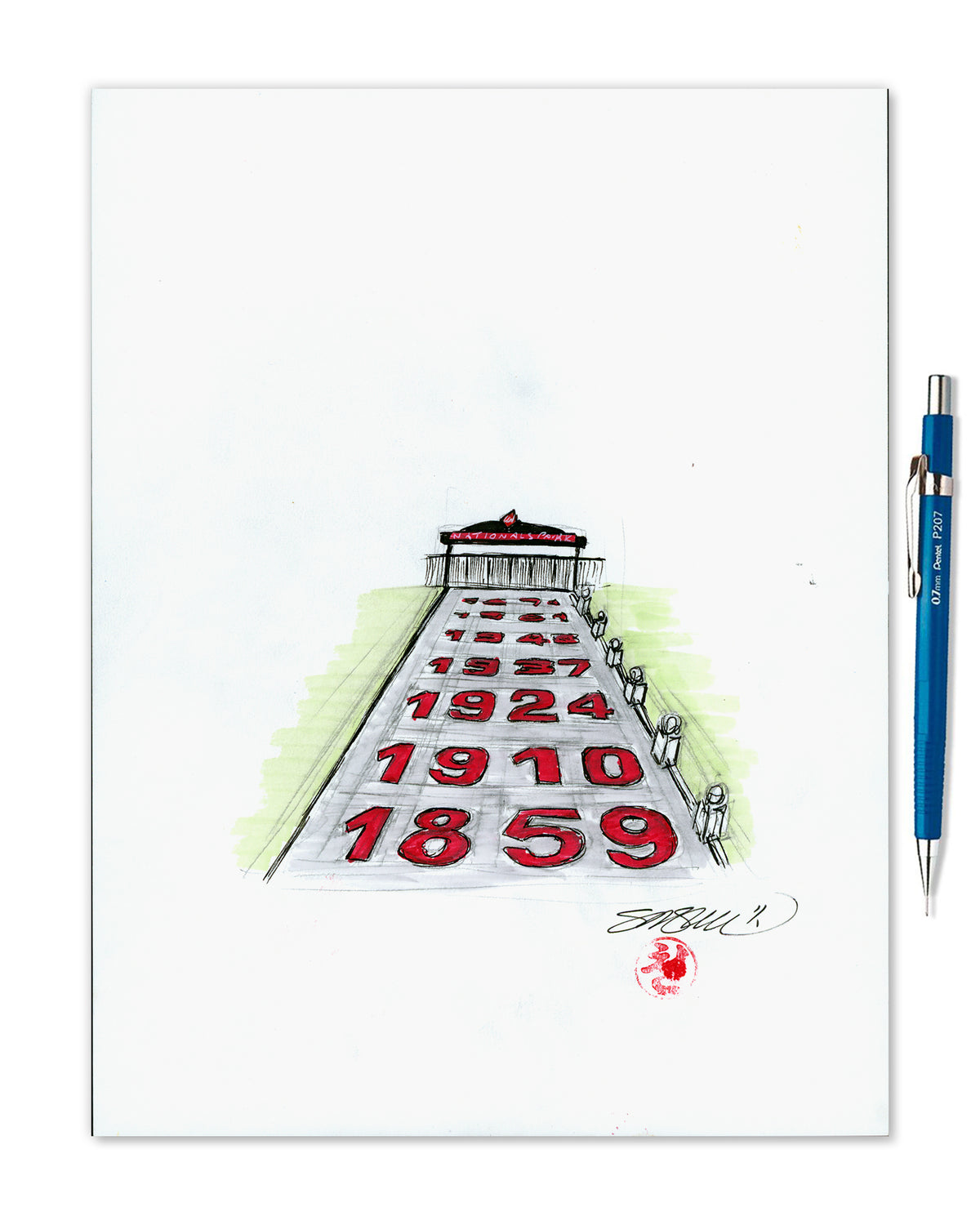 Nationals Park Original Ink Sketch (Main Gate)