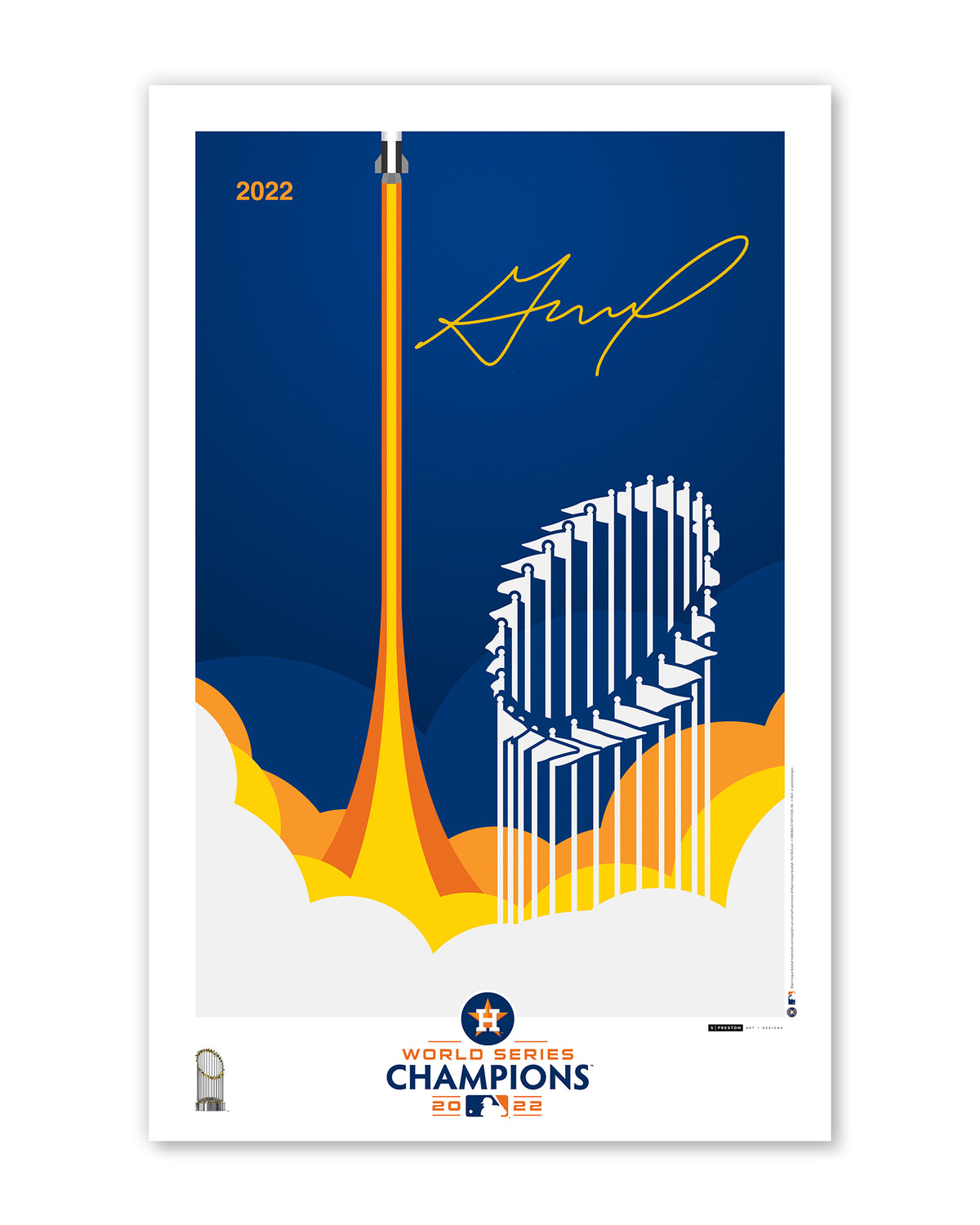 Minimalist World Series - Jose Altuve Autographed Art- Authenticated